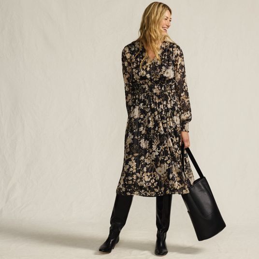 fall empire waist dresses La Femme - Sheer Lace Quarter Sleeves Empire Waist A-Line Gown 27153SC 0 / Cocoa