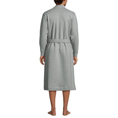  Lands' End Serious Sweats Wadenlanger Bademantel, Herren, Größe:44-46 Regular, Grau, Baumwoll-mischung/polyester-mischung, By Lands' End 
