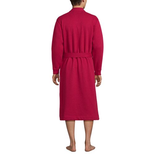  Lands' End Serious Sweats Wadenlanger Bademantel, Herren, Größe:44-46 Regular, Rot, Baumwoll-mischung/polyester-mischung, By Lands' End 