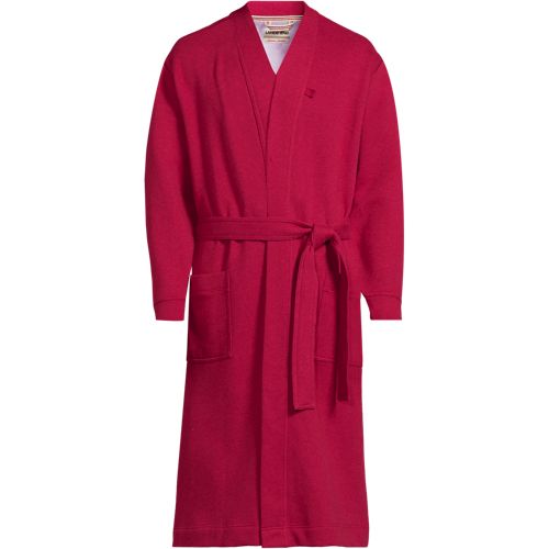 Serious Sweats Calf Length Robe, Men, size: M, regular, Red, Cotton-blend/Poly-blend, by Lands' End
