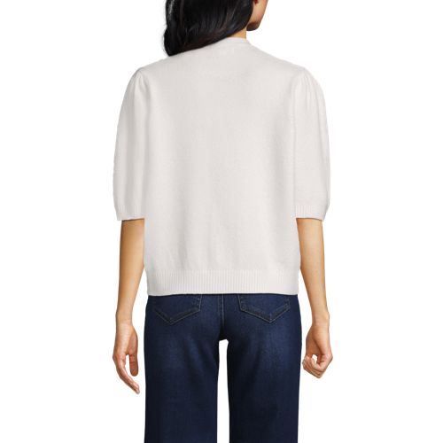  Lands' End Kurzarm-pullover Wool Touch Mit Strassverzierung, Damen, Größe:32-34 Regular, Weiß, Wolle/polyester/viskose, By Lands' End 