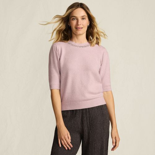  Lands' End Kurzarm-pullover Wool Touch Mit Strassverzierung, Damen, Größe:32-34 Regular, Pink, Wolle/polyester/viskose, By Lands' End 