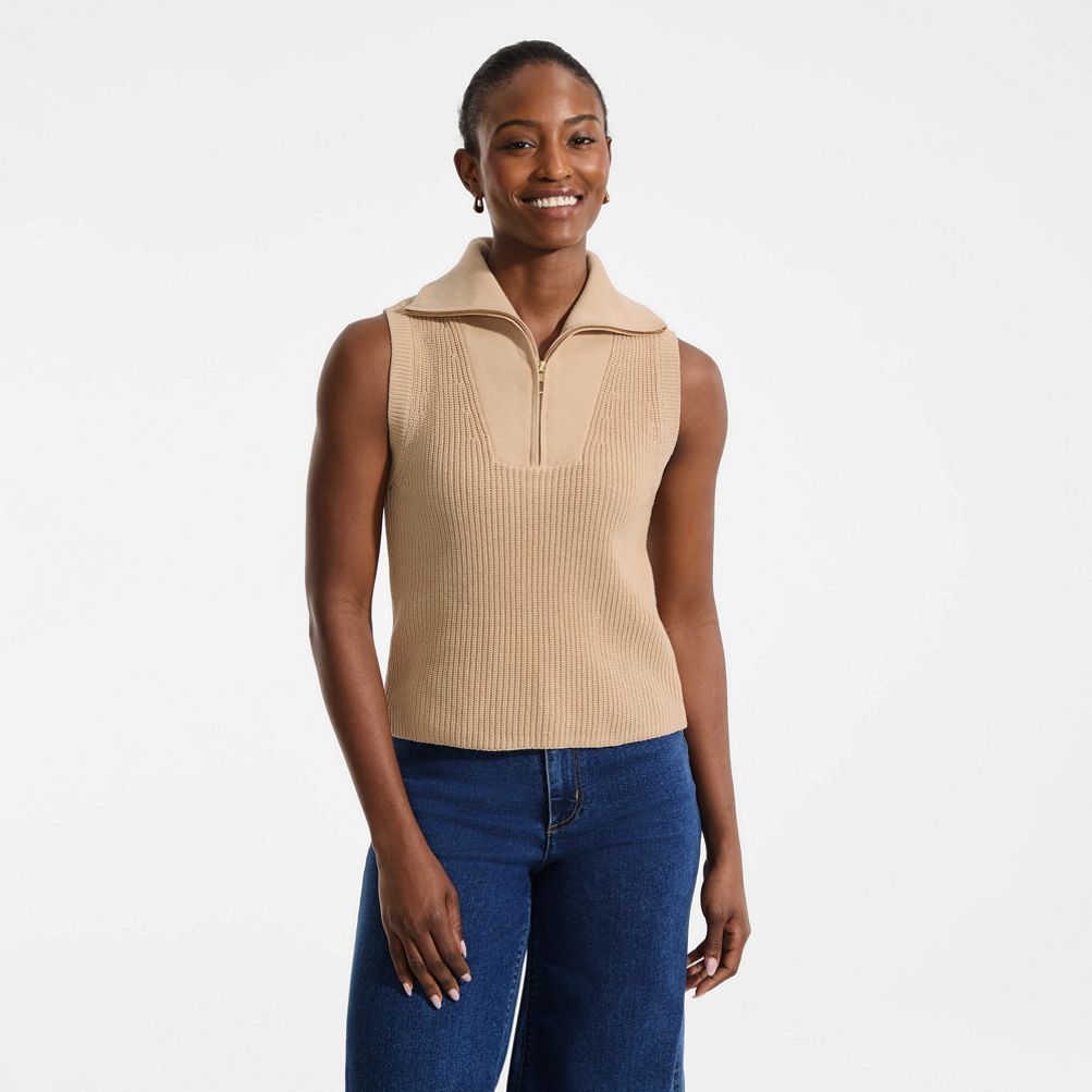 Women's Drifter Quarter Zip Vest Sweater | Lands' End
