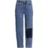 Women's Soft Denim Mid Rise Relaxed Straight Crop Patchwork Jeans, Front