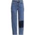 Women's Soft Denim Mid Rise Relaxed Straight Crop Patchwork Jeans, Front