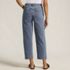 Women's Soft Denim Mid Rise Relaxed Straight Crop Patchwork Jeans, Back