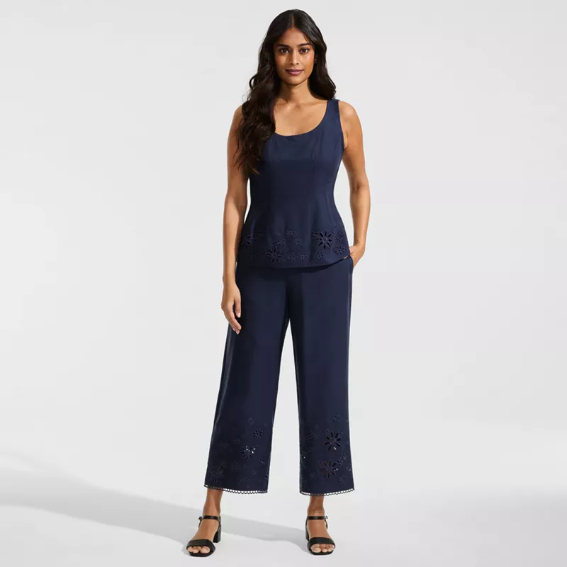 Women's Linen Embroidered Pants, alternative image