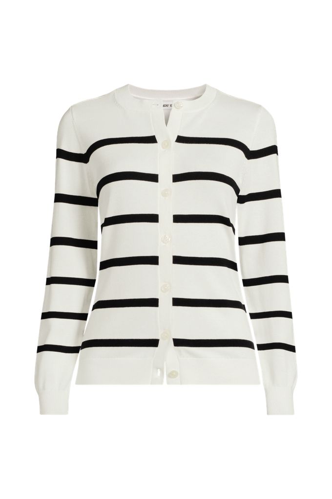 Women's Cotton Modal Crew Neck Cardigan Sweater - Lands' End - L