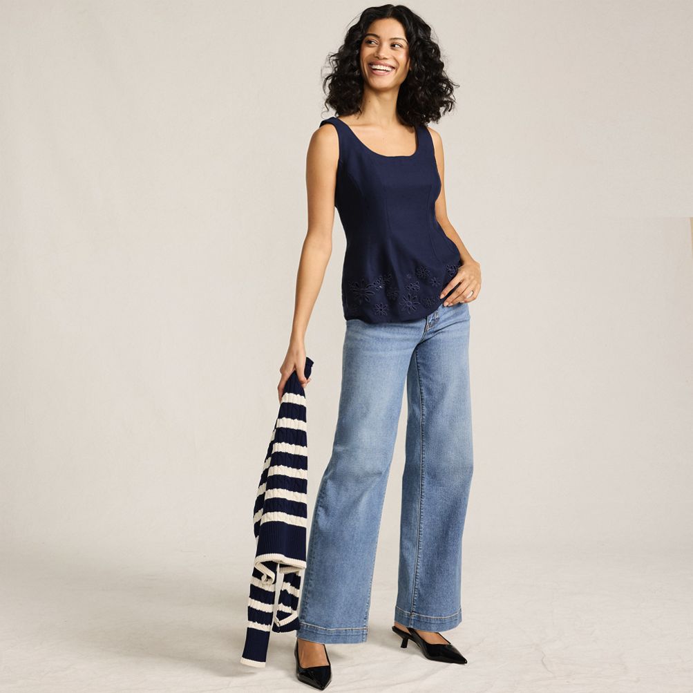 Women's Embroidered Peplum Top | Lands' End