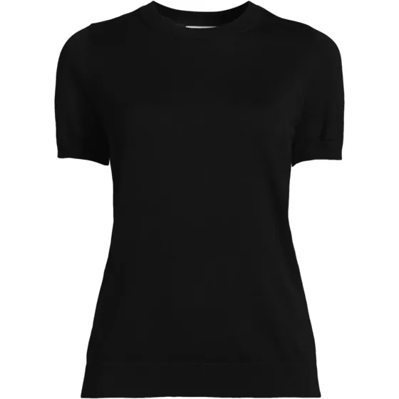 Women's Tall Cotton Modal Short Sleeve Jewel Neck Pullover Sweater - primary