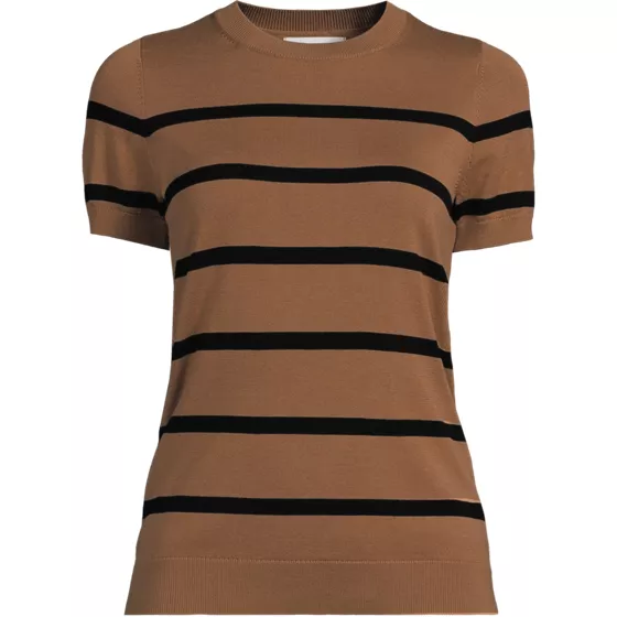 Women's Cotton Modal Short Sleeve Jewel Neck Pullover Sweater - primary