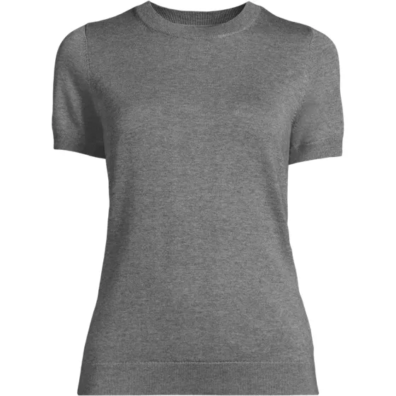Women's Plus Cotton Modal Short Sleeve Jewel Neck Pullover Sweater - primary