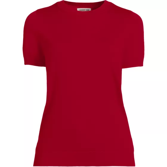 Women's Tall Cotton Modal Short Sleeve Jewel Neck Pullover Sweater - primary