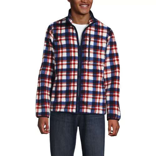 Men's Print Full Zip Sherpa Fleece Jacket, Front