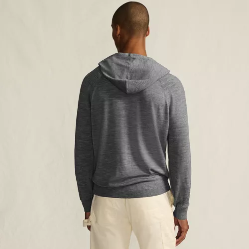 Men's Long Sleeve Washable Merino Pullover Hoodie, Back