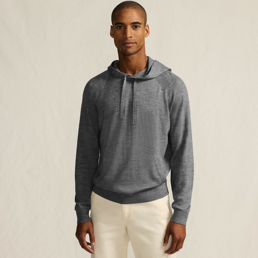 Men's Long Sleeve Washable Merino Pullover Hoodie | Lands' End