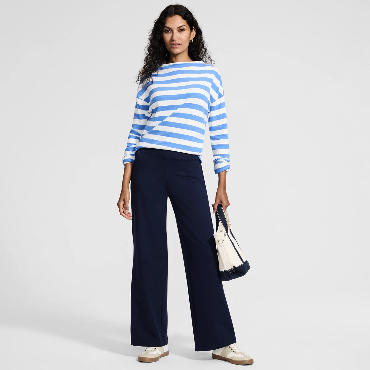 Women's Tall Starfish High Rise Pull On Wide Leg Pocket Pants — Radiant Navy by Lands' End