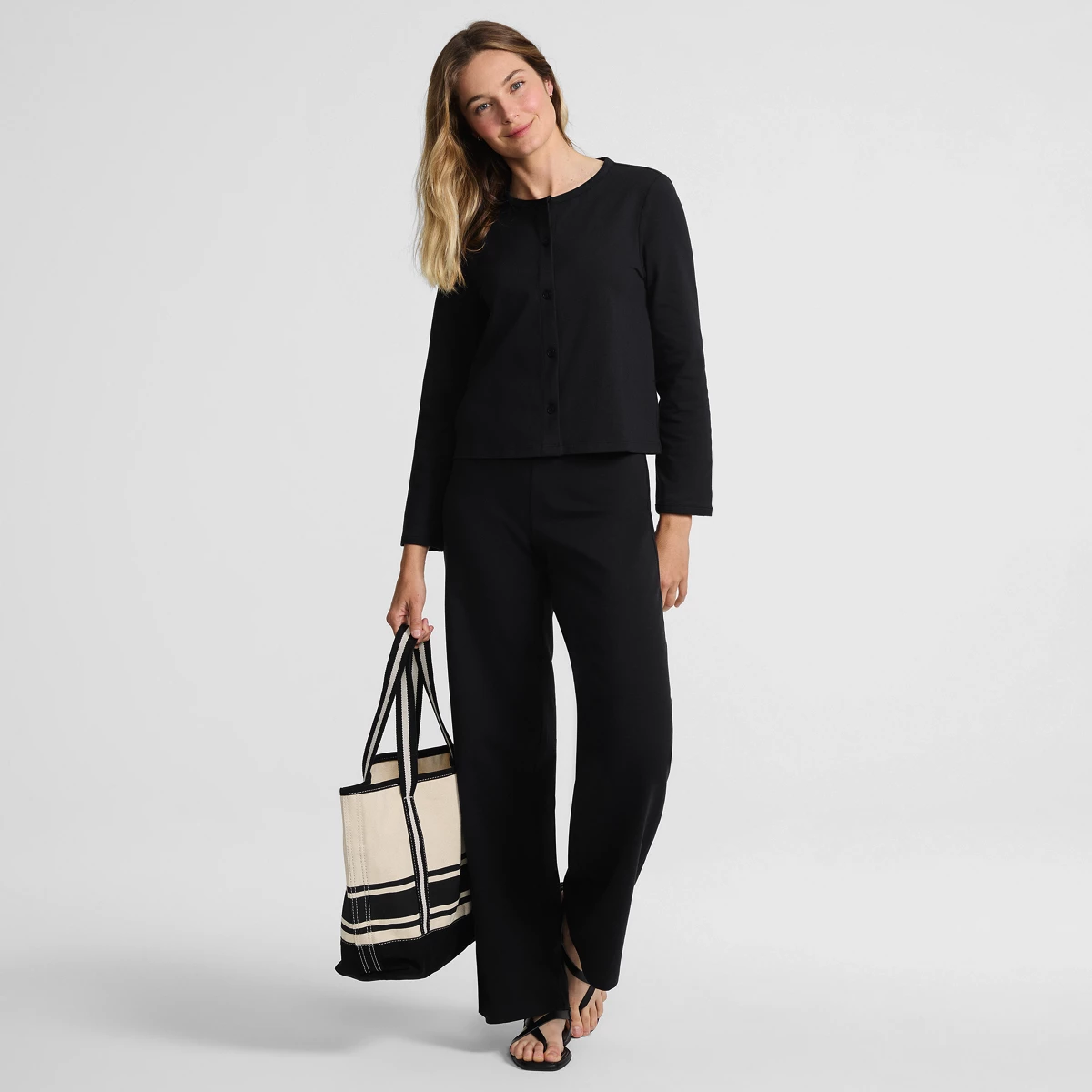 Women's Tall Starfish High Rise Pull On Wide Leg Pocket Pants — Black by Lands' End
