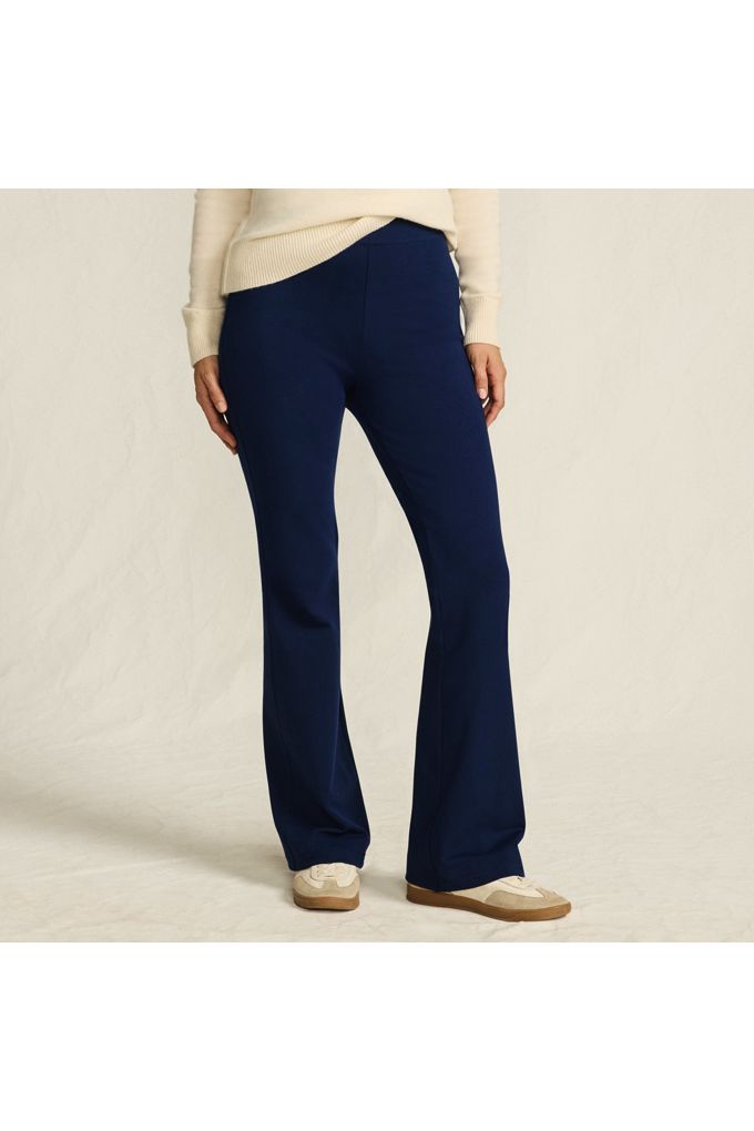 Lands' End Women's Petite Starfish High Rise Pull On Flare Pocket Pants In Blue