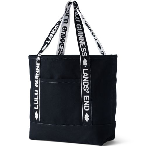  Lands' End Lands' End X Lulu Guinness Mittelgroße Bestickte Canvastasche, Damen, Größe:null Regular, Blau, Baumwolle, By Lands' End 