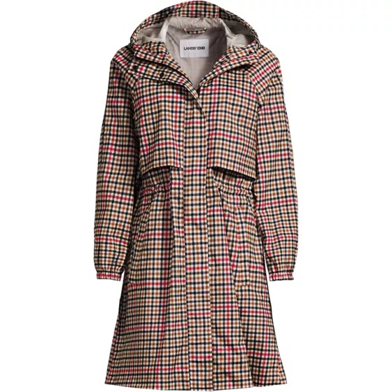 Women's Plus Size Print Squall Packable Long Raincoat - primary