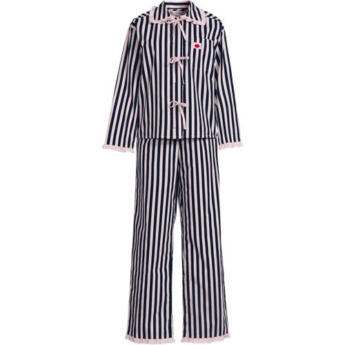  Lands' End Lands' End X Lulu Guinness Popeline-pyjamaset, Damen, Größe:36-38 Regular, Blau, Baumwolle, By Lands' End 