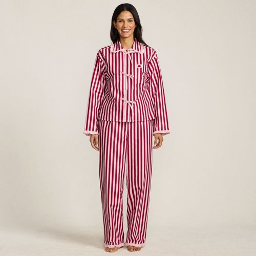  Lands' End Lands' End X Lulu Guinness Popeline-pyjamaset, Damen, Größe:36-38 Regular, Rot, Baumwolle, By Lands' End 
