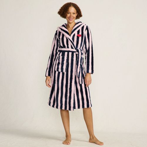  Lands' End Lands' End X Lulu Guinness Fleece-bademantel Mit Streifen, Damen, Größe:36-38 Regular, Blau, Polyester, By Lands' End 