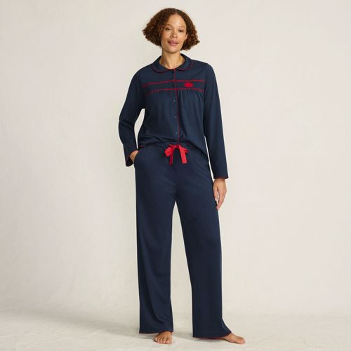  Lands' End Lands' End X Lulu Guinness Pyjama-set Mit Smok-details, Damen, Größe:32-34 Petite, Blau, By Lands' End 