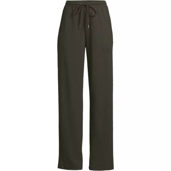Women's Plus Size Sport Knit High Rise Pull On Relaxed Straight Leg Pants - primary