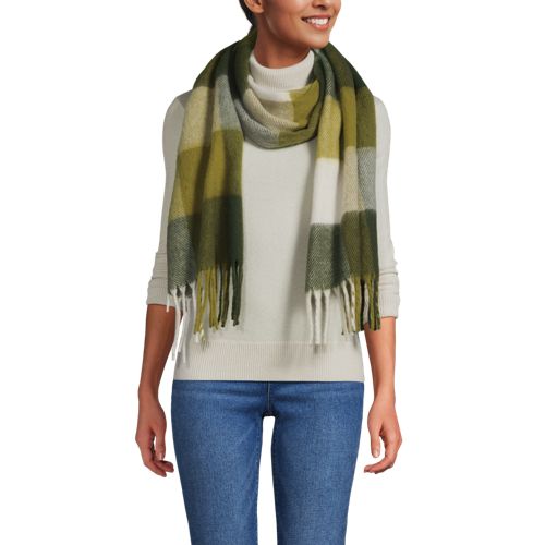  Lands' End Karierter Schal, Damen, Größe:null Regular, Grün, Polyester, By Lands' End 