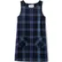 Girls Plaid Button Shoulder Patch Pocket Jumper, Front