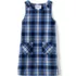 School Uniform Girls Plaid Button Shoulder Patch Pocket Jumper, Front