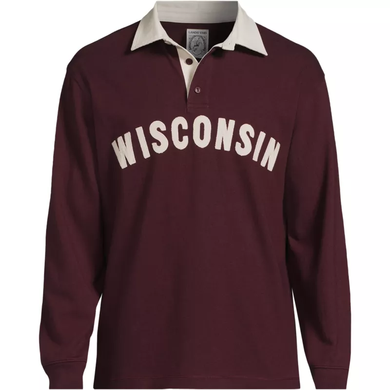 Men's Long Sleeve Rugged Rugby Embroidered Polo, Front