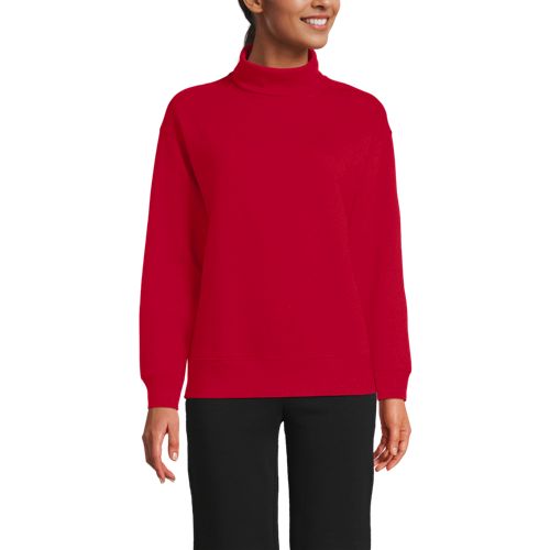  Lands' End Serious Sweats Rollkragenpullover, Damen, Größe:32-34 Regular, Rot, Baumwoll-mischung/polyester-mischung, By Lands' End 