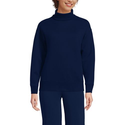  Lands' End Serious Sweats Rollkragenpullover, Damen, Größe:32-34 Regular, Blau, Baumwoll-mischung/polyester-mischung, By Lands' End 
