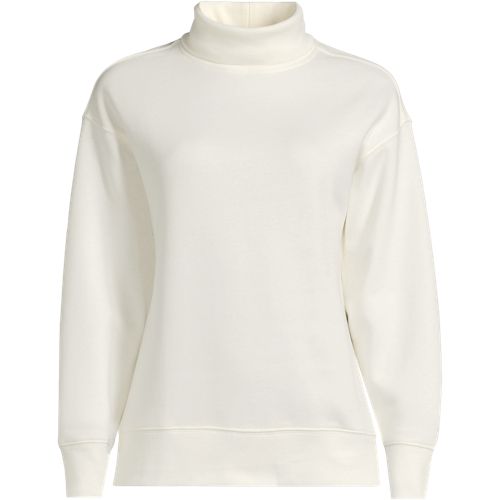 Serious Sweats Roll Neck Sweatshirt, Women, size: 3X, plus, Ivory, Cotton-blend/Poly-blend, by Lands' End