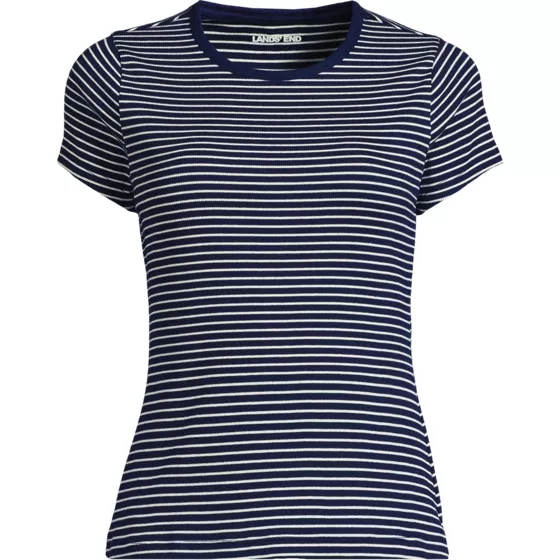 Women's Short Sleeve Crew Neck Micro Rib Mini Tee - primary