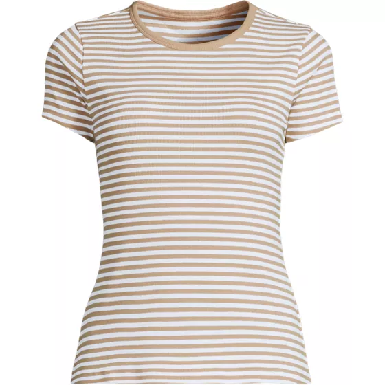 Women's Plus Size Short Sleeve Crew Neck Micro Rib Mini Tee - primary