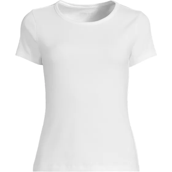 Women's Short Sleeve Crew Neck Micro Rib Mini Tee - primary