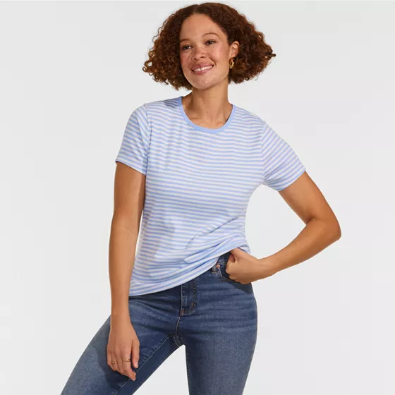 Women's Short Sleeve Crew Neck Micro Rib Mini Tee - primary