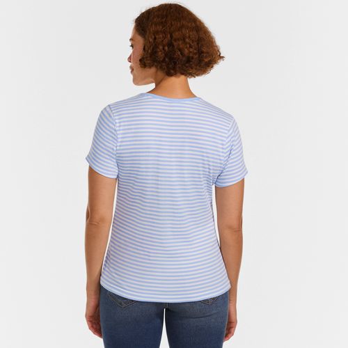  Lands' End Rippshirt Mit Kurzen ärmeln, Damen, Größe:40-42 Regular, Blau, Elasthan/baumwoll-mischung, By Lands' End 