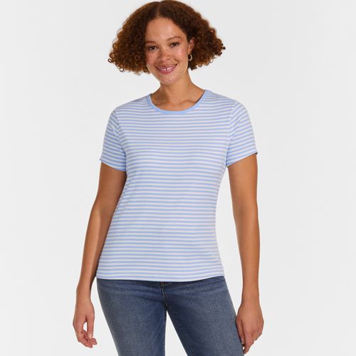  Lands' End Rippshirt Mit Kurzen ärmeln, Damen, Größe:40-42 Regular, Blau, Elasthan/baumwoll-mischung, By Lands' End 