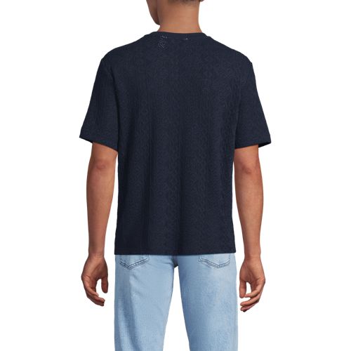  Lands' End T-shirt Aus Jersey Mit Struktur, Herren, Größe:44-46 Regular, Blau, Baumwolle/polyester, By Lands' End 