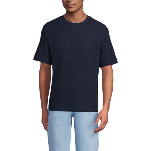  Lands' End T-shirt Aus Jersey Mit Struktur, Herren, Größe:44-46 Regular, Blau, Baumwolle/polyester, By Lands' End 