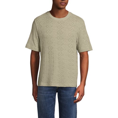  Lands' End T-shirt Aus Jersey Mit Struktur, Herren, Größe:44-46 Regular, Grau, Baumwolle/polyester, By Lands' End 