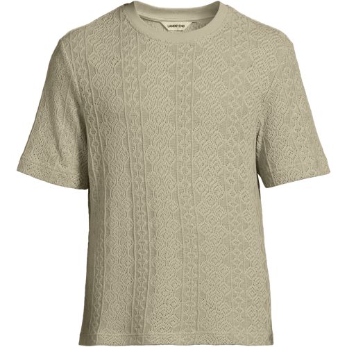 Short Sleeve Textured Jersey T-Shirt, Men, size: M, regular, Grey, Cotton/Polyester, by Lands' End