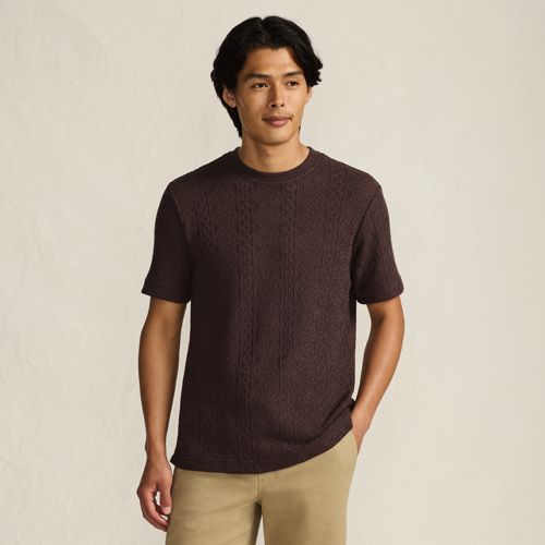  Lands' End T-shirt Aus Jersey Mit Struktur, Herren, Größe:44-46 Regular, Rot, Baumwolle/polyester, By Lands' End 