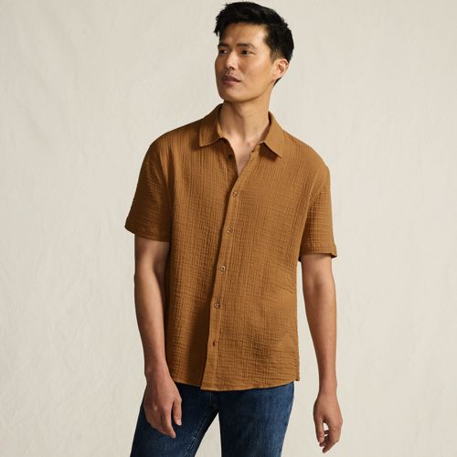 Short Sleeve Double Cloth Shirt, Men, size: M, regular, Misc, by Lands' End