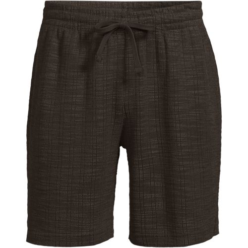 Textured Pull-on Shorts, Men, size: L, regular, Brown, Cotton/Polyester, by Lands' End